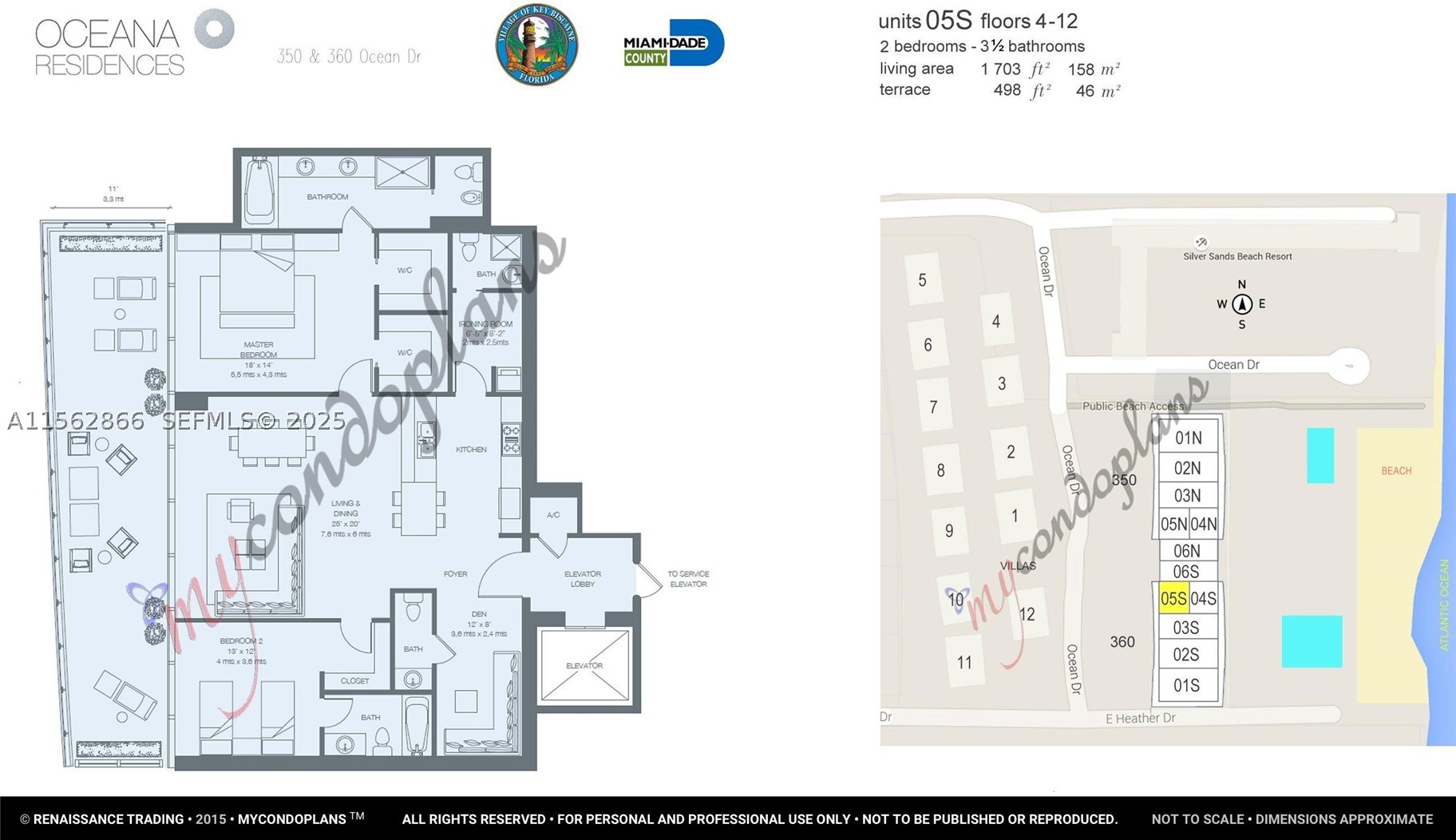 360 Ocean Dr #905S, Key Biscayne FL 33149