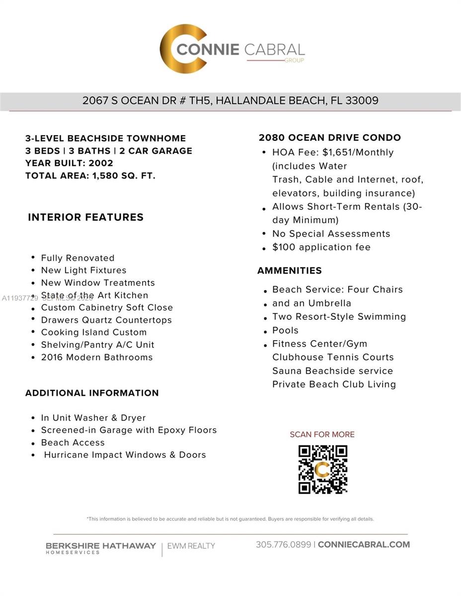 2067 S Ocean Dr #TH5, Hallandale Beach FL 33009