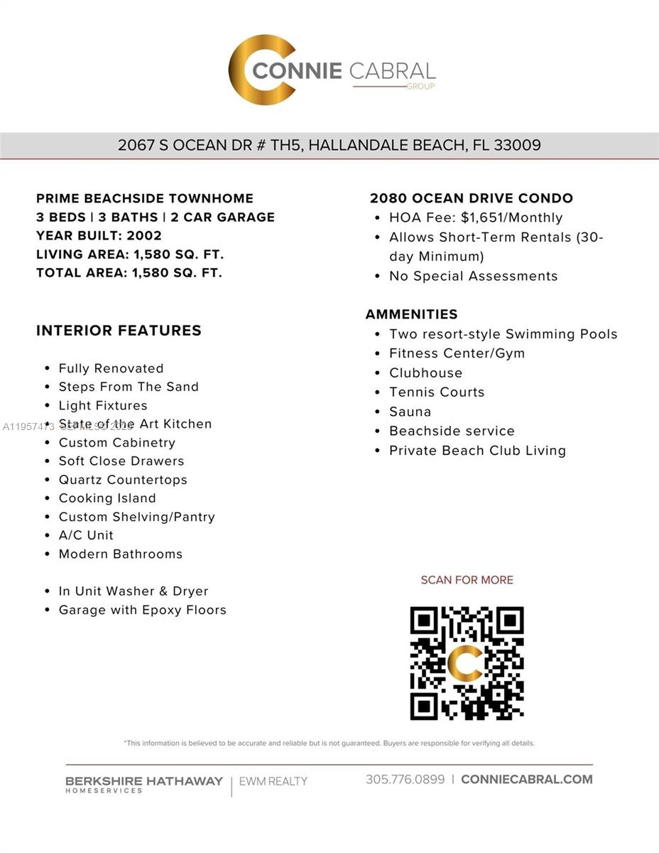 2067 S Ocean Dr #TH5, Hallandale Beach FL 33009