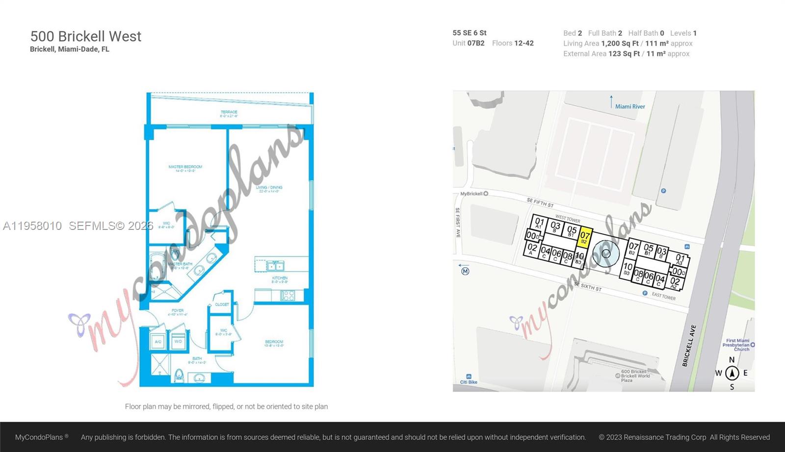 55 SE 6th St #1807, Miami FL 33131