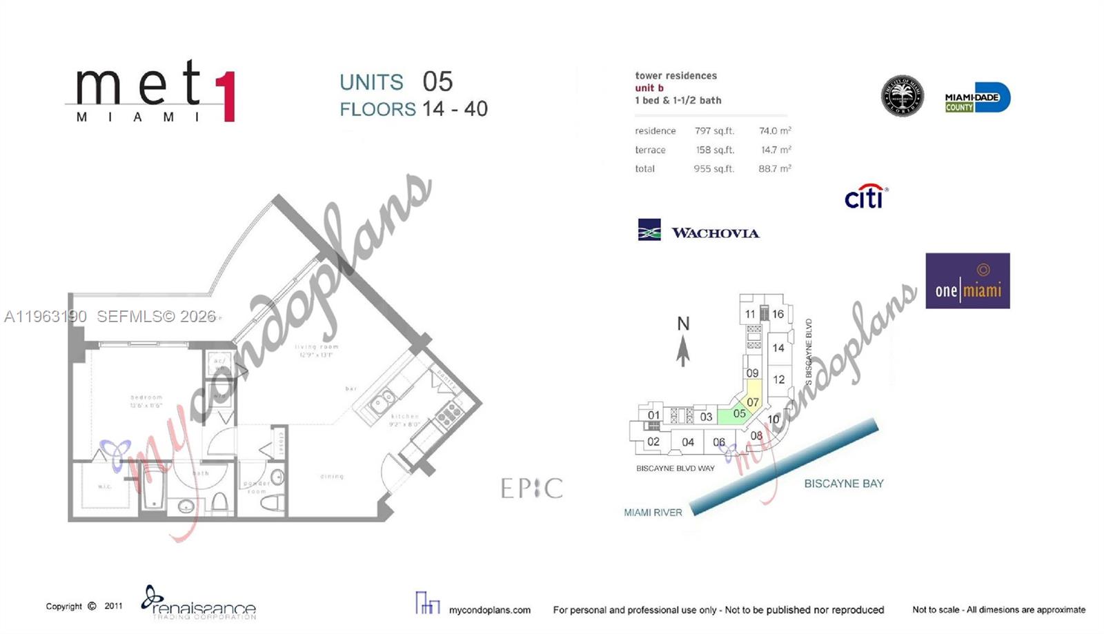 300 S Biscayne Blvd #T-1405, Miami FL 33131
