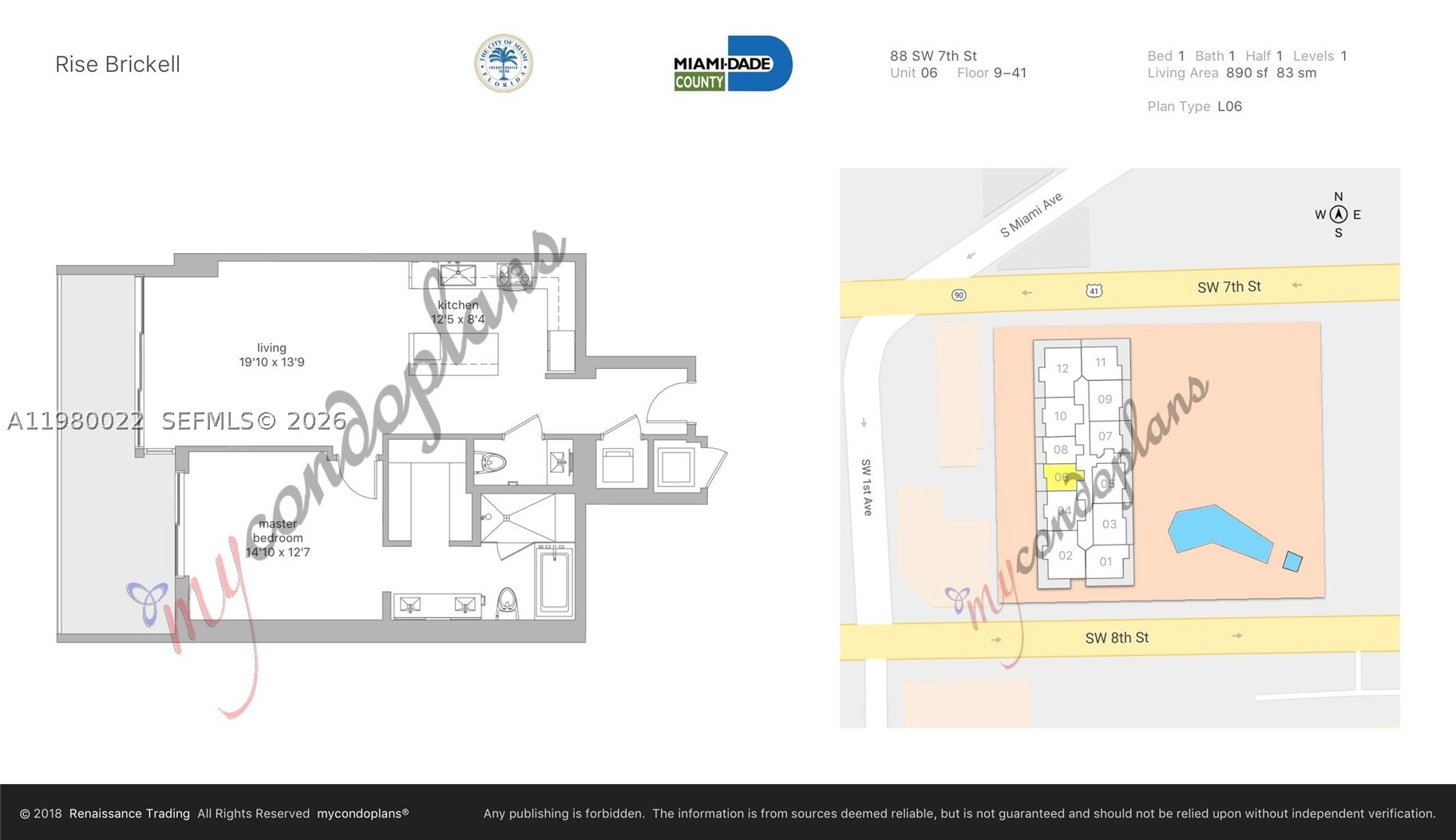 88 SW 7th St #2706, Miami FL 33130