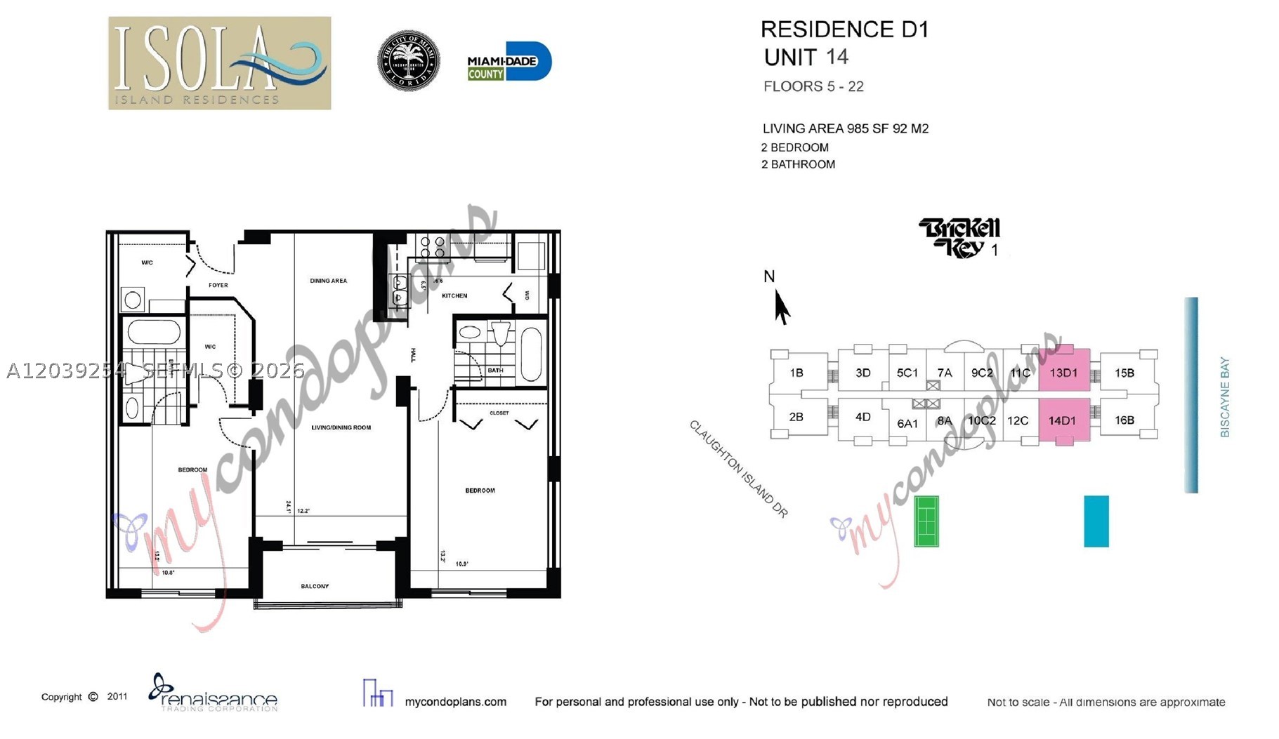 770 Claughton Island Dr #1014, Miami FL 33131