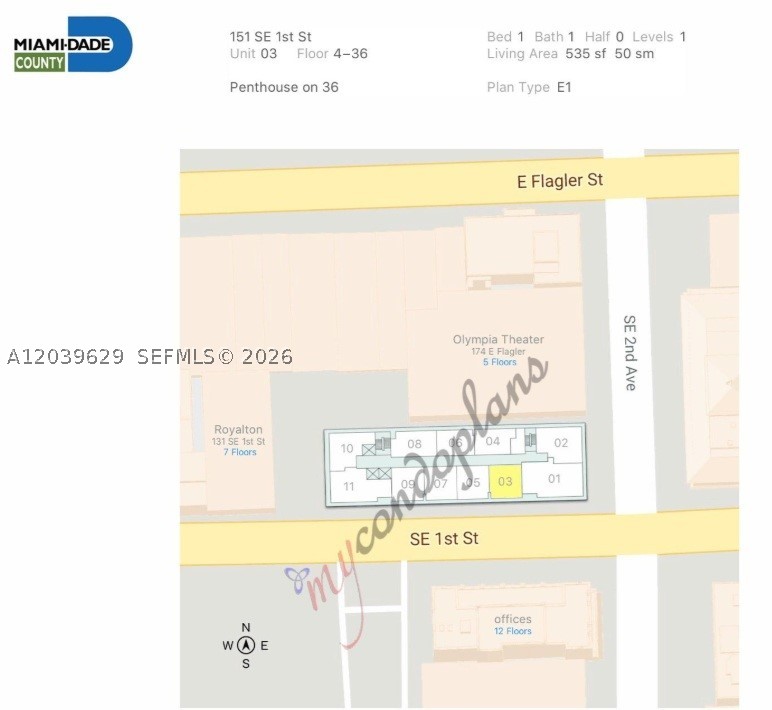 151 SE 1st St #3103, Miami FL 33131