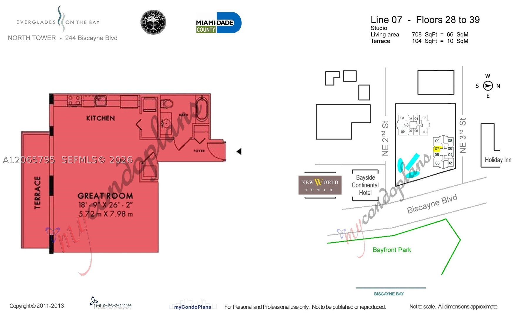 244 Biscayne Blvd #3707, Miami FL 33132