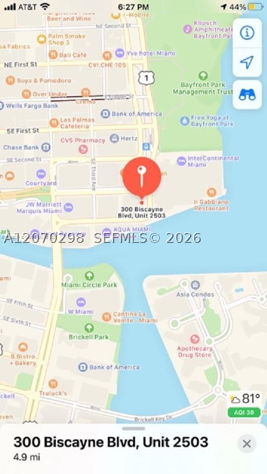 300 S BISCAYNE BL #2503, Miami FL 33131