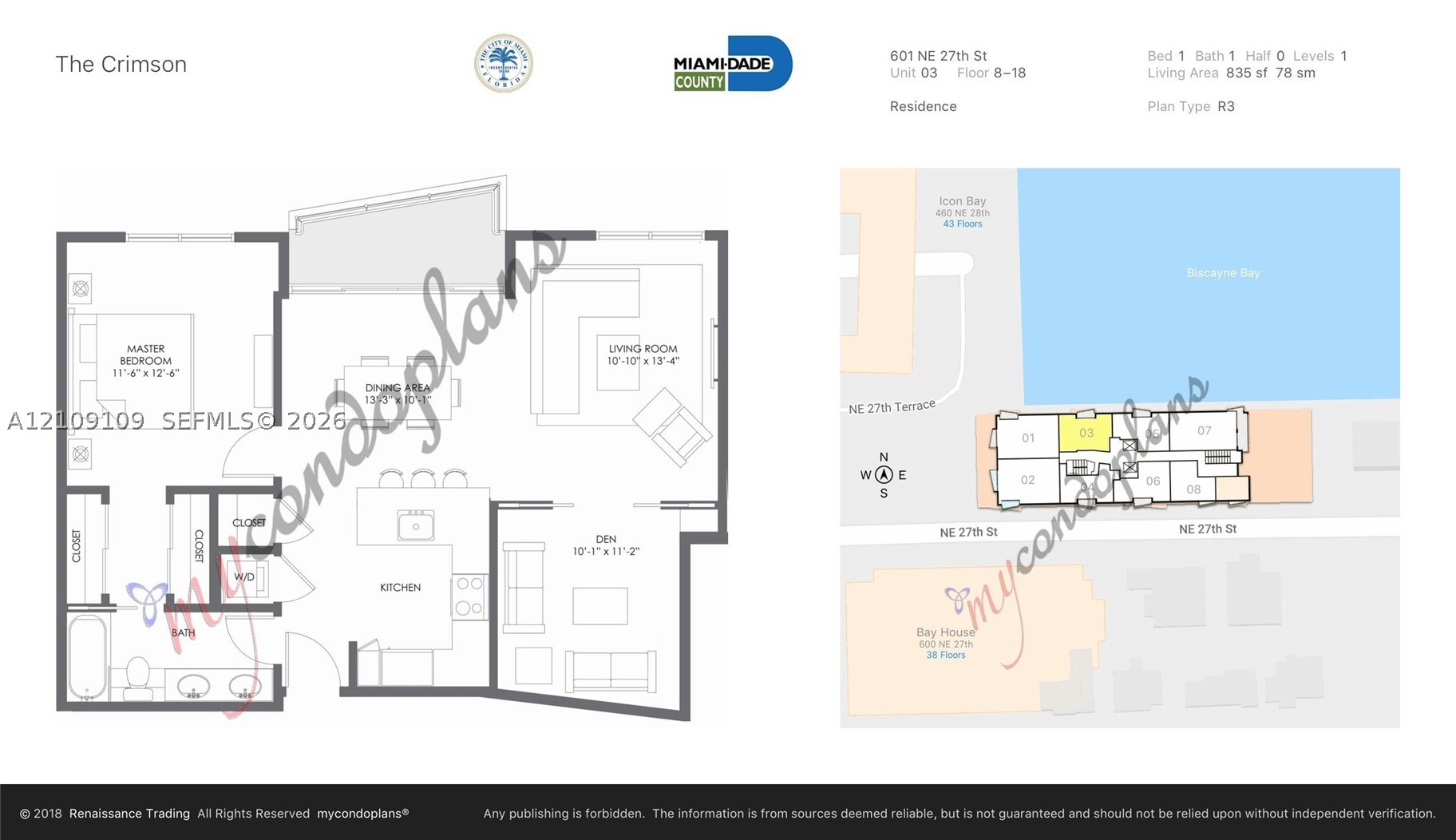 601 NE 27th St #1403, Miami FL 33137